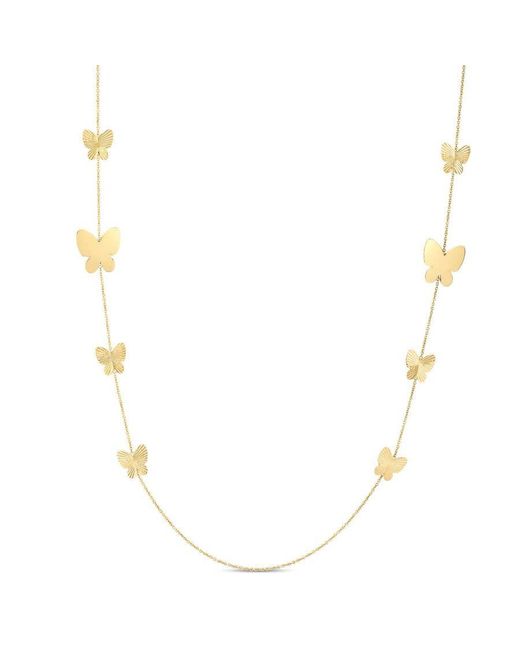 Tresorra Metallic 14K Ppillon Graduated Butterfly Necklace