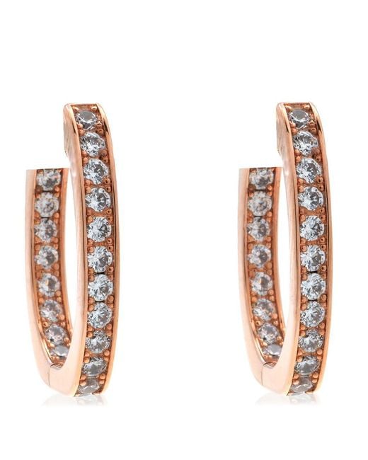 Apm Monaco Pink Small Rectangle Paved Earrings