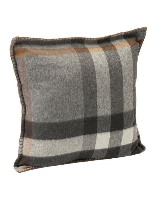 Burberry Gray Cashmere Plaid Cushion
