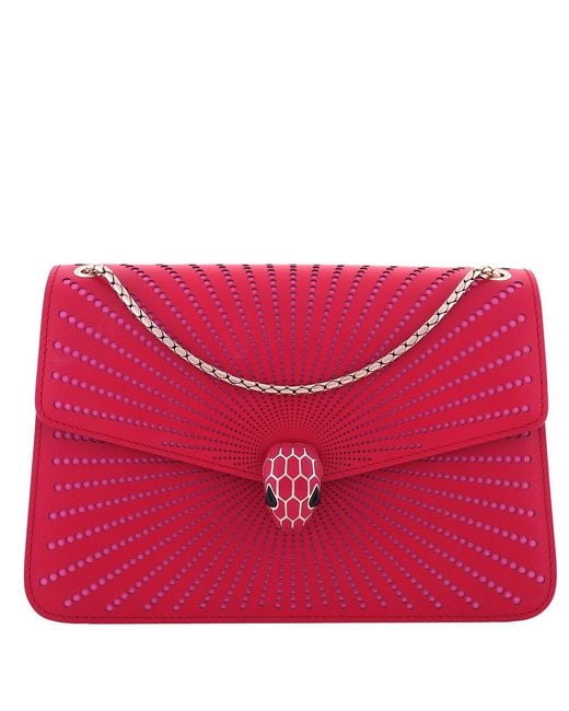 BVLGARI Red Serpenti Forever Leather Shoulder Bag