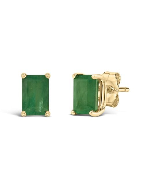 Haus of Brilliance Green 14K 6X4Mm Emerald Shaped Emerald Solitaire Stud Earrings