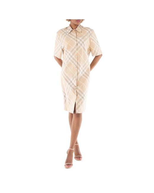 Burberry Natural Vintage-Check Cotton Shirt Dress, Brand Size 8 Us