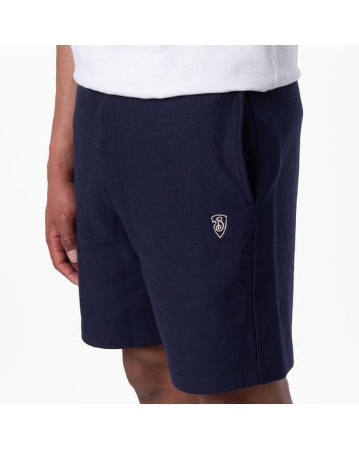 Burberry Blue B-Shield Embroidered Cotton-Blend Shorts for men