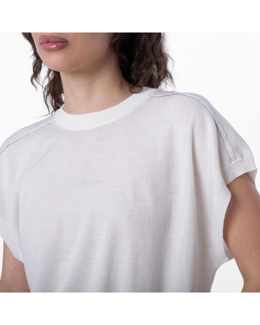 Burberry White Ekd Fine-Knit Wool Top