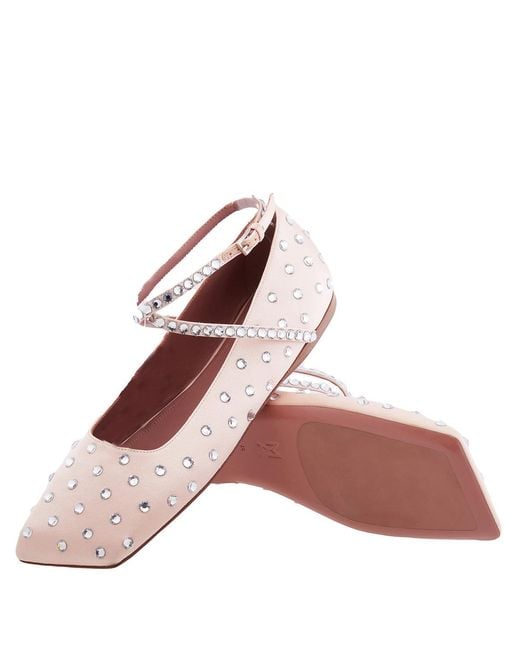 AMINA MUADDI Pink Ane Crystal Embellished Ballerina Flats
