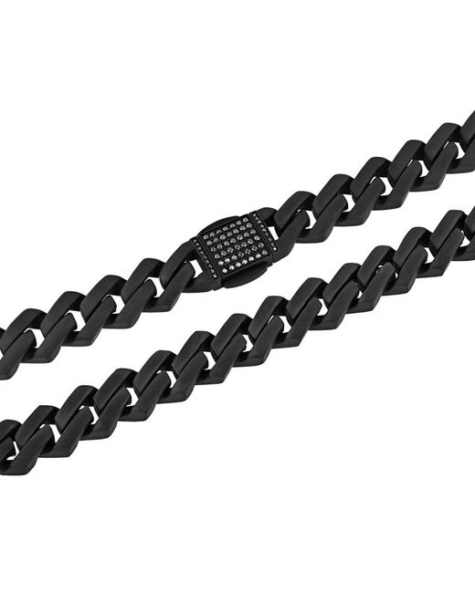 Robert Alton Black 1/2Ctw Diamond Clasp Matte Finish Stainless Steel Chain for men