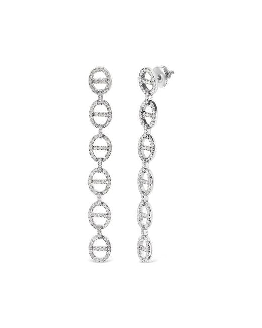 Haus of Brilliance White Sterling 1.0 Cttw Diamond Oval Design Dangle Earrings for men