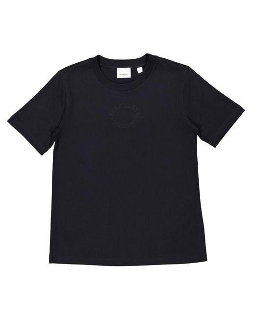 Burberry Black Margot Crest Embroidered Cotton T-Shirt