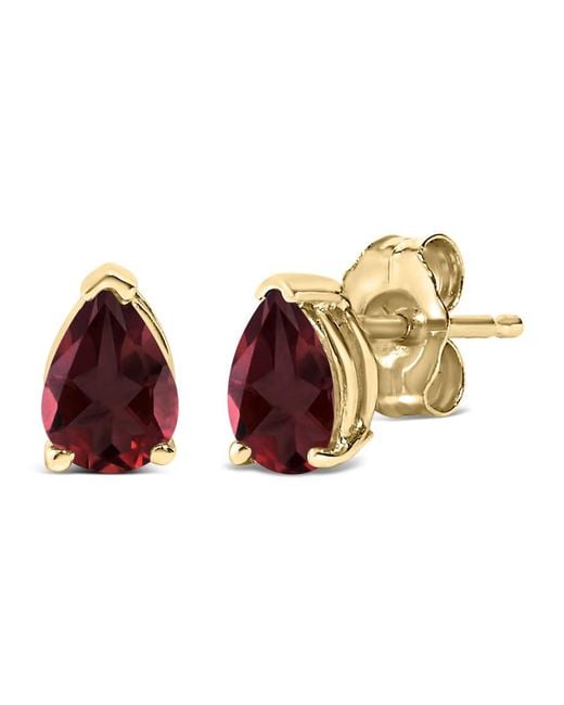 Haus of Brilliance Red 14K 6X4Mm Pear Shaped Garnet Solitaire Stud Earrings