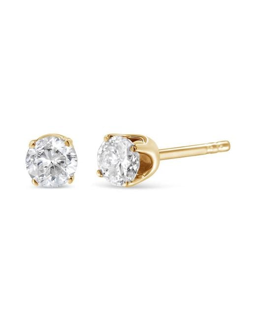 Haus of Brilliance Metallic Ags Certified 14k Yellow Gold 1/2 Cttw 4 Prong Set Brilliant Round-cut Solitaire Diamond Push Back Stud Earrings