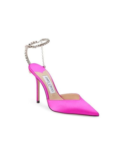 Jimmy Choo Purple Saeda 100 Mm Satin Heel