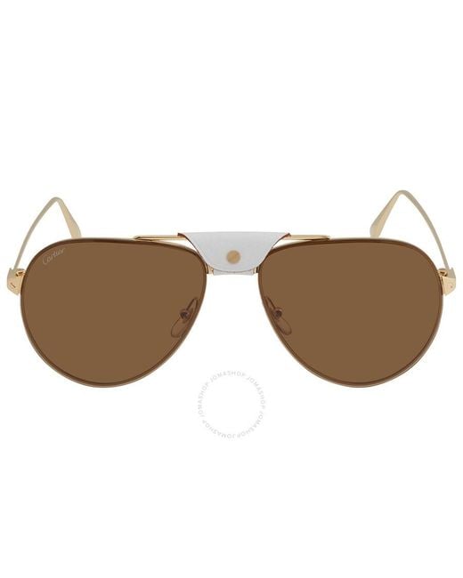 Cartier Brown Pilot Sunglasses Ct0166s 010 62