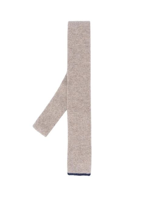 Brunello Cucinelli Natural Sand Knit Tie With Contrast Tip for men