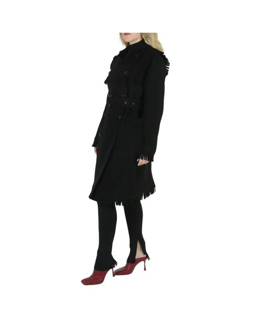 Burberry Black Fringed Cashmere-blend Trench Coat