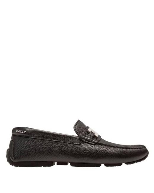 Bally Black Paipel Stripe Detailed Leather Drivers, Brand Size 5.5 Us for men