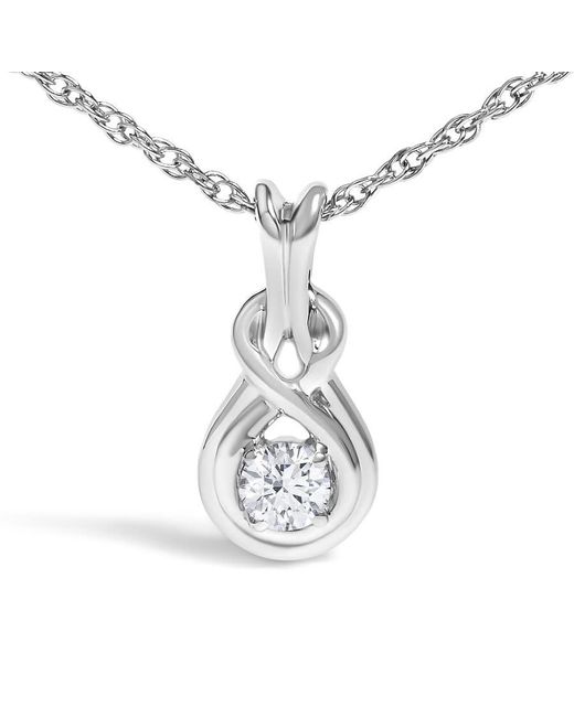 Haus of Brilliance Metallic 925 Sterling 1/10 Cttw Lab Grown Diamond Love Knot Solitaire Pendant Necklace