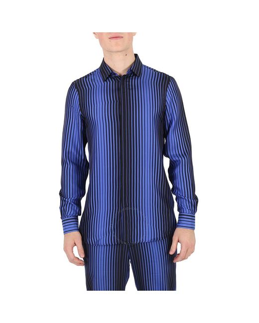 Moschino Blue Striped Long-sleeved Shirt for men