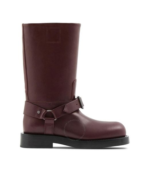 Burberry Brown Saddle Buckled Leather Boots