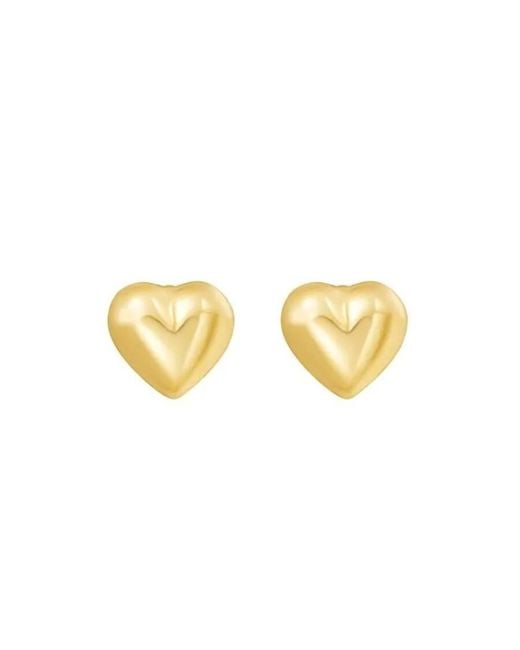 Tresorra Metallic 14K Mini Puffed Heart Stud Earrings