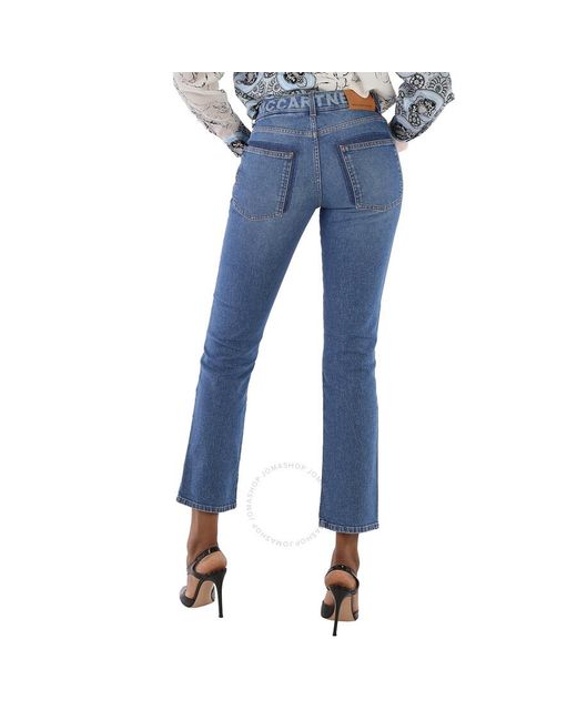 Stella McCartney Blue Salt And Pepper Logo Slim-cut Jeans,waist