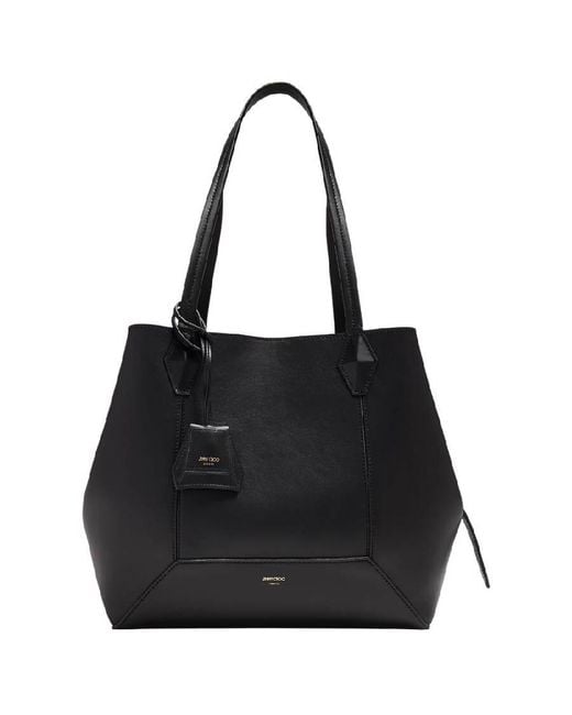 Jimmy Choo Black Diamond Motif Leather Tote Bag