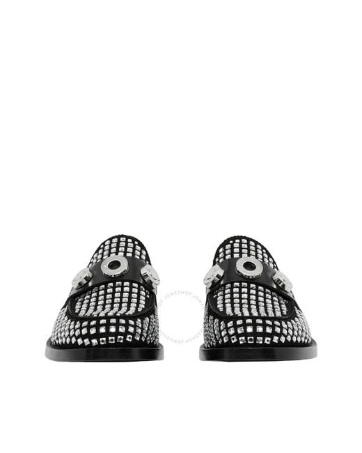 Burberry Black Broadbrook Crystal-Embellished Suede Loafers, Brand Size 37 (Us