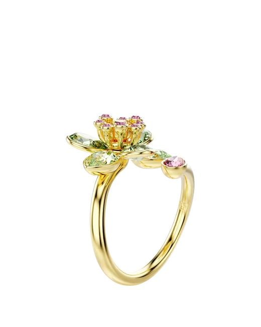 Swarovski Metallic Idyllia Crystal Flower Open Ring, Size 60