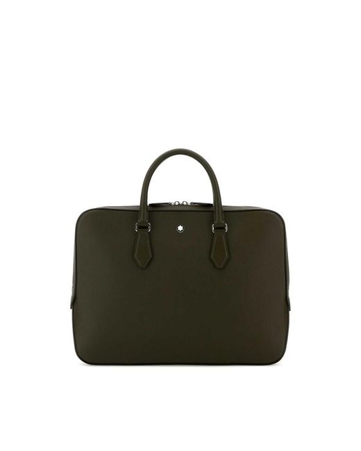 Montblanc Green Leather Sartorial Briefcase for men