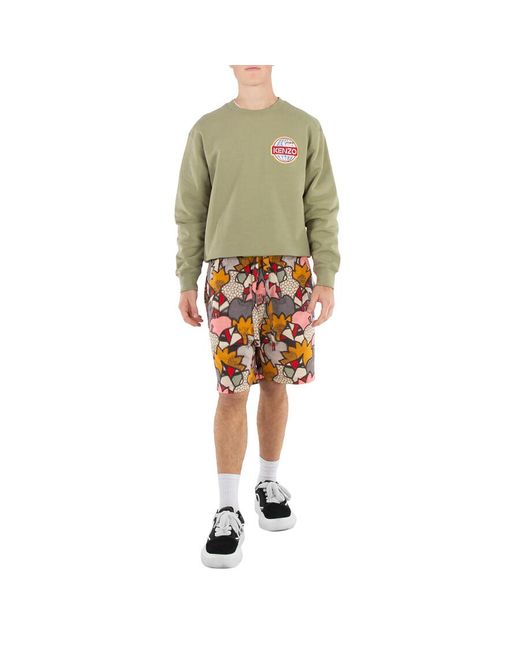 KENZO Yellow Camo Graphic-Print Shorts for men