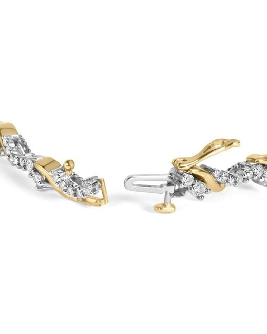 Haus of Brilliance Metallic 10K And 2.00 Cttw Diamond "S" Link 7" Bracelet (H-I Color, I2-I3 Clarity)
