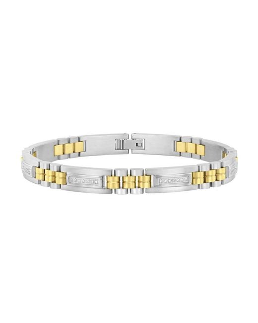 Robert Alton Metallic 1/4Ctw Diamond Stainless Steel Link Bracelet for men