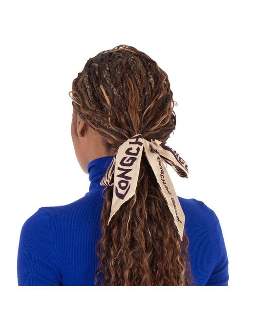 Longchamp Blue Graphic Tiger-Print Silk Headband