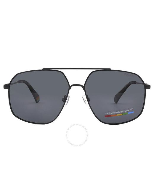 Polaroid Black Core Polarized Grey Navigator Sunglasses Pld 6173/s 0807/m9 58
