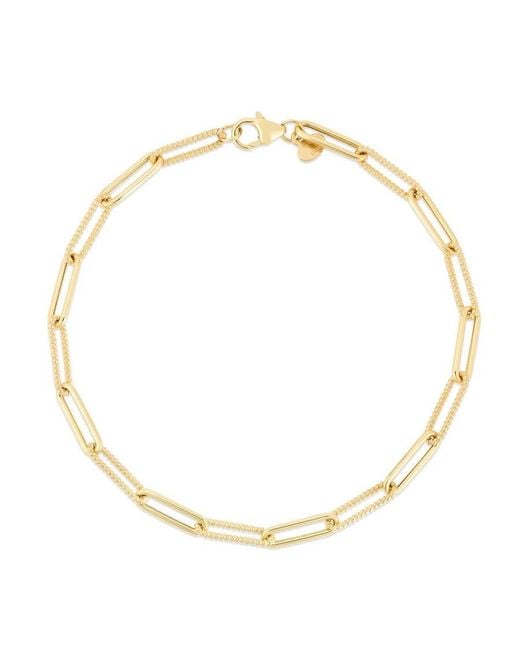Tresorra Metallic 14K Alternating Bead Link Paperclip Chain Bracelet