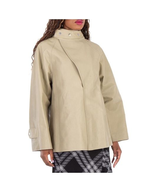 Burberry Green Puttee Collar Leather Jacket, Brand Size 6 Us