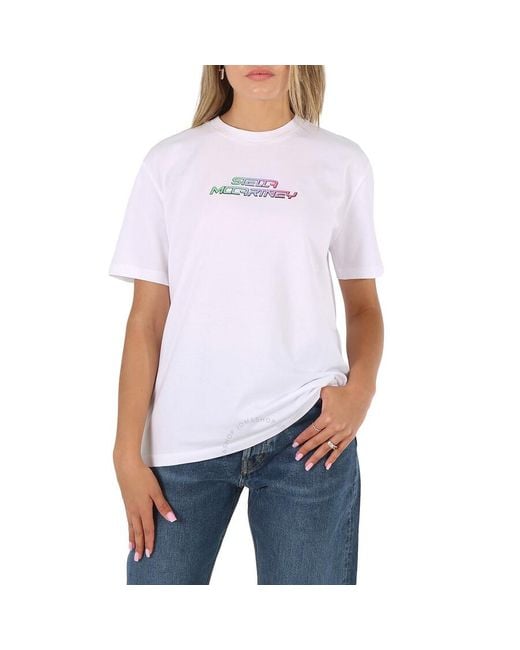 Stella McCartney White Pure High Frequency Gel Logo Cotton T-shirt