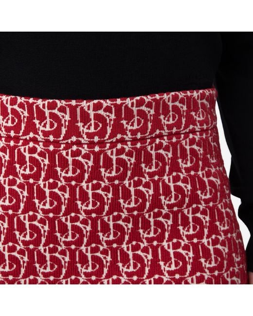 Burberry Red B Charm Jacquard-Pattern Skirt