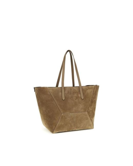 Brunello Cucinelli Brown Calf Suede Tote Bag