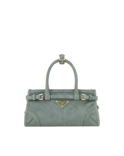 Prada Green Sea Suede Mini Bonnie Handbag Salvia Borse A Mano