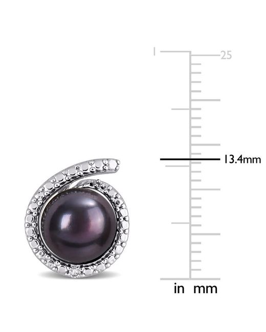 Amour Metallic 8-8.5Mm Freshwater Cultured Pearl And Diamond Accent Swirl Stud Earrings