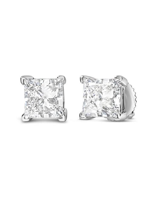 Haus of Brilliance Metallic 14K 1 1/2 Cttw Princess Cut Lab-Grown Diamond Solitaire Stud Earrings (F-G, Vs2-Si1)
