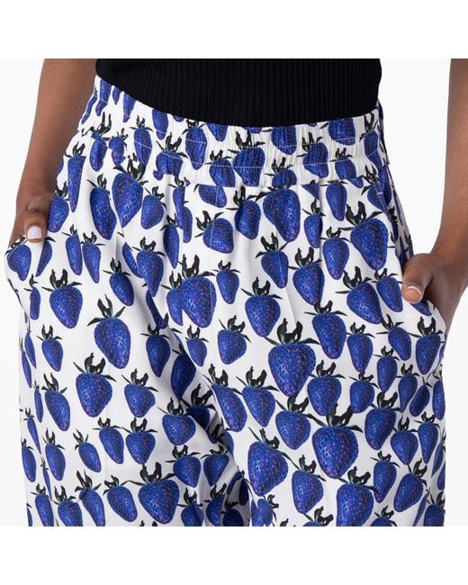 Burberry Blue All Over Strawberry Graphic Print Trousers, Brand Size 8 Us