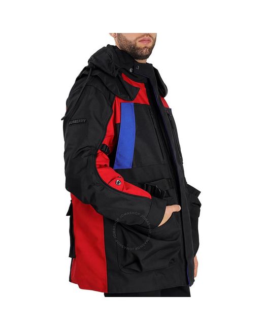 Burberry Red Detachable Puffer Colour-block Jacket for men
