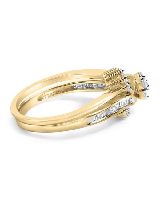 Haus of Brilliance White 14K Plated Sterling 1/2 Cttw Diamond Cluster Spiral Bridal Set