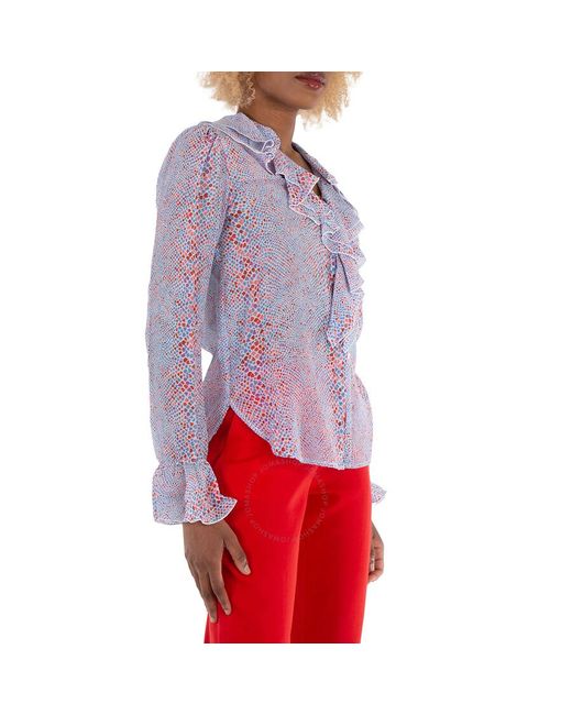 See By Chloé Red Floral Print Ruffle Blouse