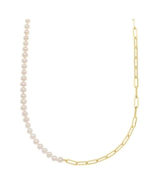 Tresorra Metallic 14K Pearl & Lite Paperclip Necklace