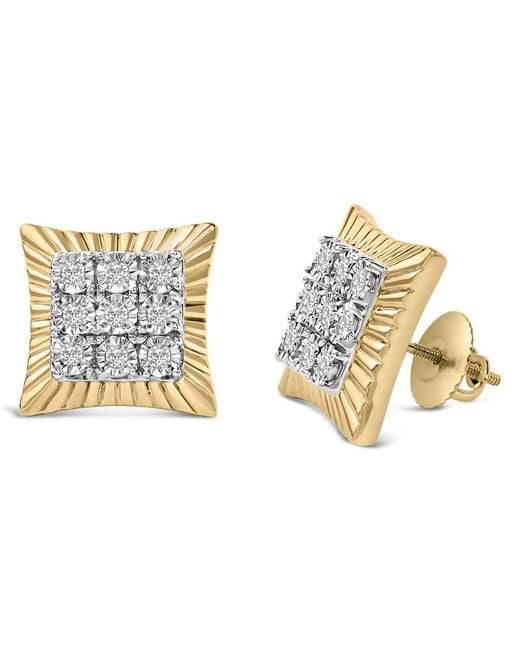Haus of Brilliance Metallic 10K Plated .925 Sterling 1/4 Cttw Diamond Textured Halo Stud Earrings