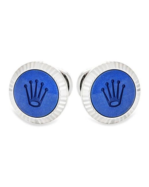 Rolex Blue 18 Kt Fluted Cufflinks for men