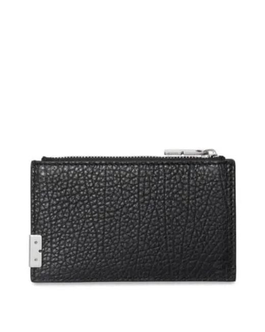 Burberry Black Grainy Leather Zip Card Case for men