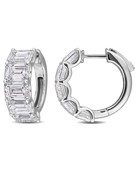 Created Forever Metallic 7 1/2Ct Tw Octagon Cut Lab-Grown Diamond Hoop Earrings